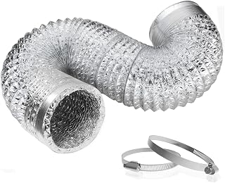 TEAIERXY 4 Inch 3 Ft Heavy Duty Flexible Dryer Vent Hose, 6-Ply Aluminum Foil Duct with 2 Clamps for HVAC & Tight Spaces
