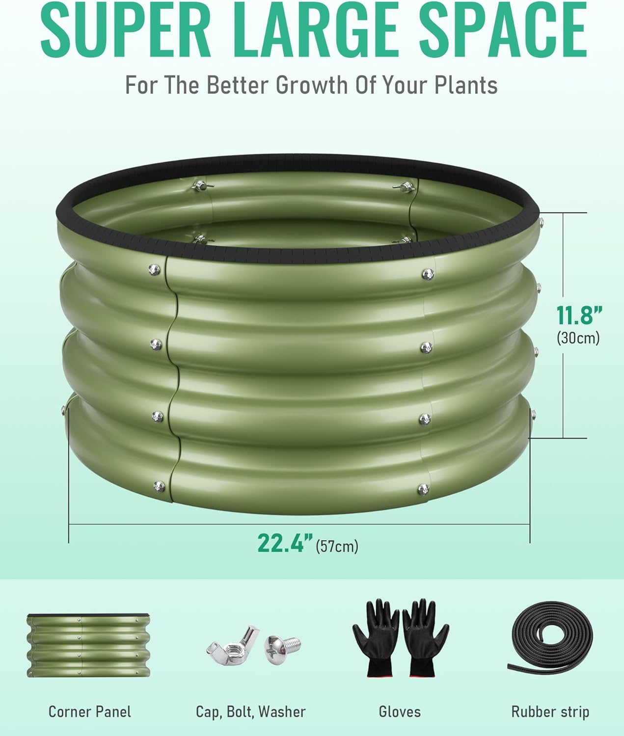 ZXZYHFTY Raised Garden Bed, 0.6 mm Galvanized Steel Round Planter Box with Open Bottom, Green, 2 x 2 x 1 FT, 2 Pack