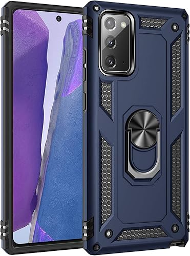 Meifei Funda para Samsung Galaxy Note 20, funda para Samsung Galaxy Note 20, grado militar giratorio de 360 grados, soporte de anillo de metal,