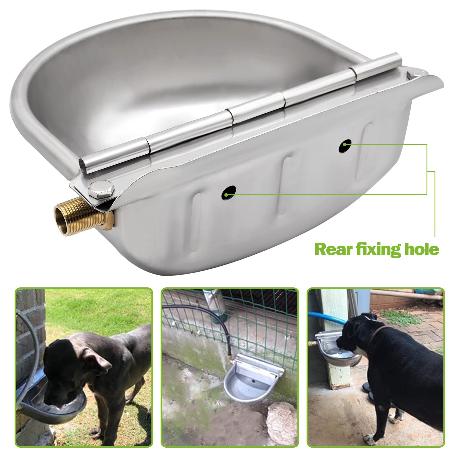 Bebedero para Caballos Automático de Acero Inoxidable, válvula de latón de 1/2 ",Cuenco para Beber con válvula de Flotador Ajustable para Caballo,Vaca, Cabra,Oveja Bebedero