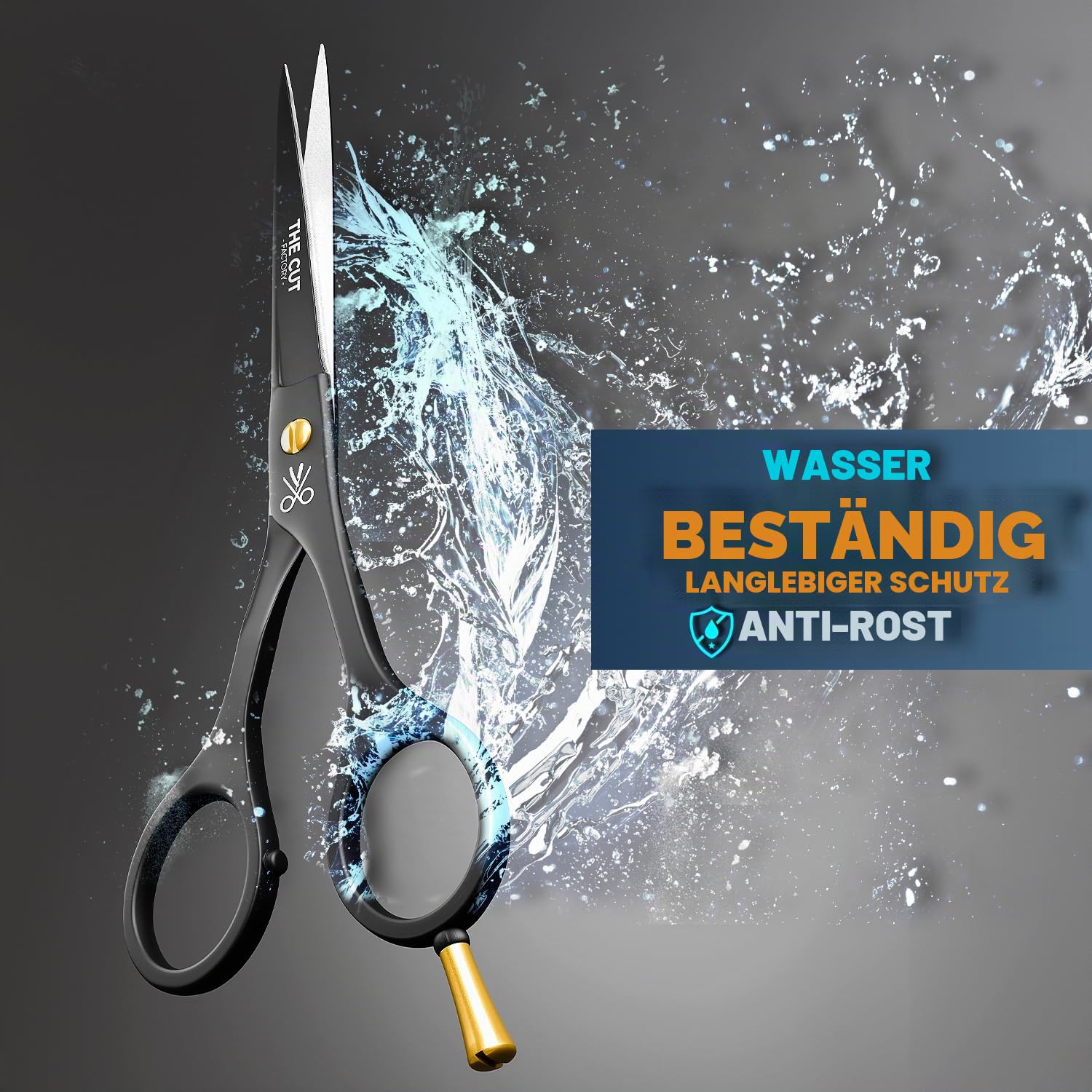 The Cut Factory Professionelle Haarschere, 16,5 cm, kohlenstoffreiches 420er-Edelstahl, Haarschneideschere, ultra-scharfe Friseurschere für Salon und Zuhause, ergonomisch für Männer, Frauen, Kinder