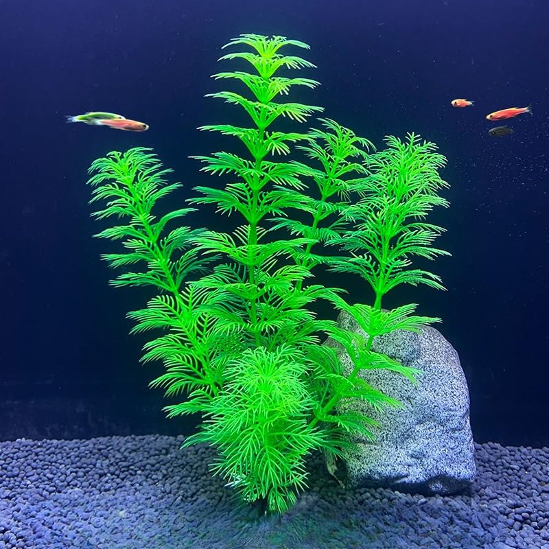 Plantas artificiales de acuario de 8.6 pulgadas, decoraciones de peceras de plástico, plantas acuáticas verdes realistas, accesorios para acuarios, terrarios (X1213-verde) — view 3