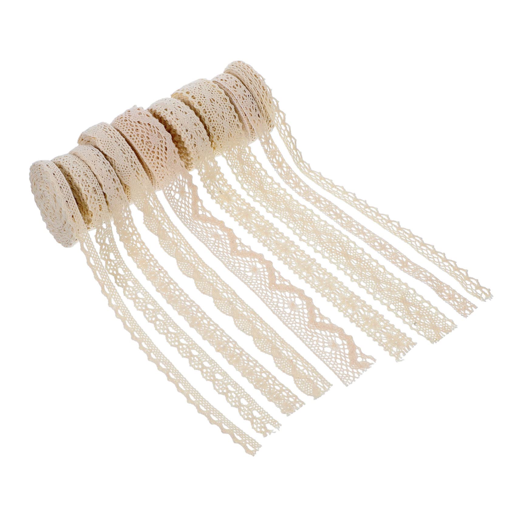 TEHAUX 18rollos Cinta De Encaje De Algodón Para Manualidades y Decoración De Eventos Diseños Mezcla Para Para Bodas Ropa y Cortinas