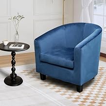 Alivio Comfy & Ergonomic Fabric Tub Chair, Premium Velvet Upholstery Soft Foam Cushion, Modern Accent Armchair for Bedroom, Living Room, Balcony (Blue)