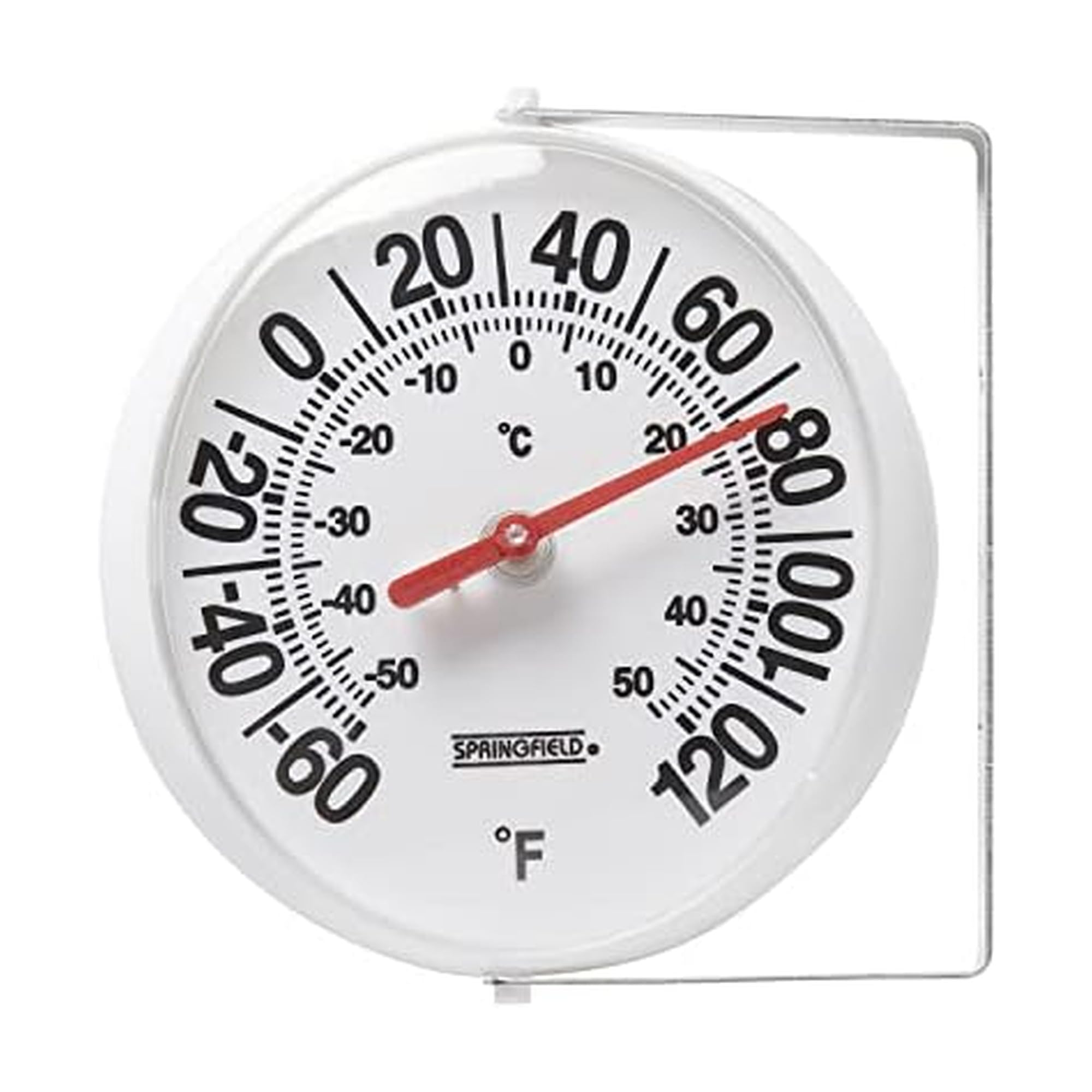 Springfield Big and Bold Thermometer with Mounting Bracket, Indoor Outdoor Thermometer, Easy to Read Numbers for Patio, Pool, and Indoor Areas, 5.25-Inch, White