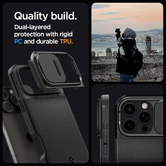 Spigen iPhone 16 Pro ile Uyumlu MagSafe Kılıf Optik Armor Mag Fit Kamera Korumalı Siyah Kapak - ACS08149 (Spigen TR Garantili)