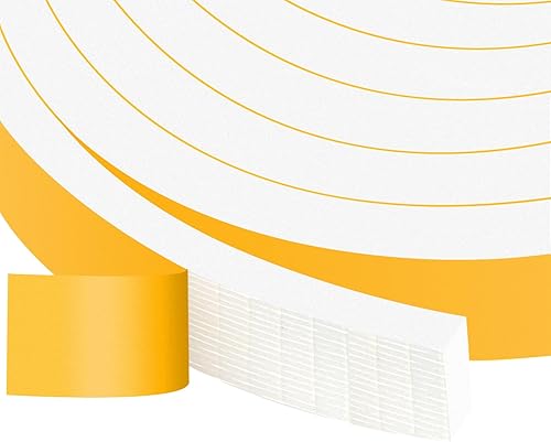 Trisiki Burlete blanco para puertas y ventanas, resistente y autoadhesivo, para puertas y ventanas, cinta de espuma insonorizada resistente a la