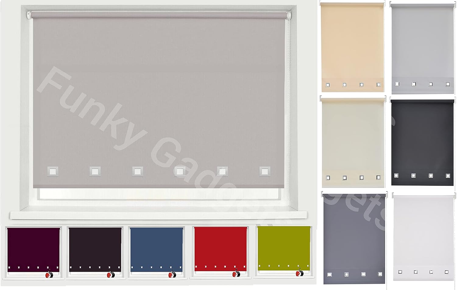 Funky Gadgets Square Eyelet Light Filtering Roller Blinds Window