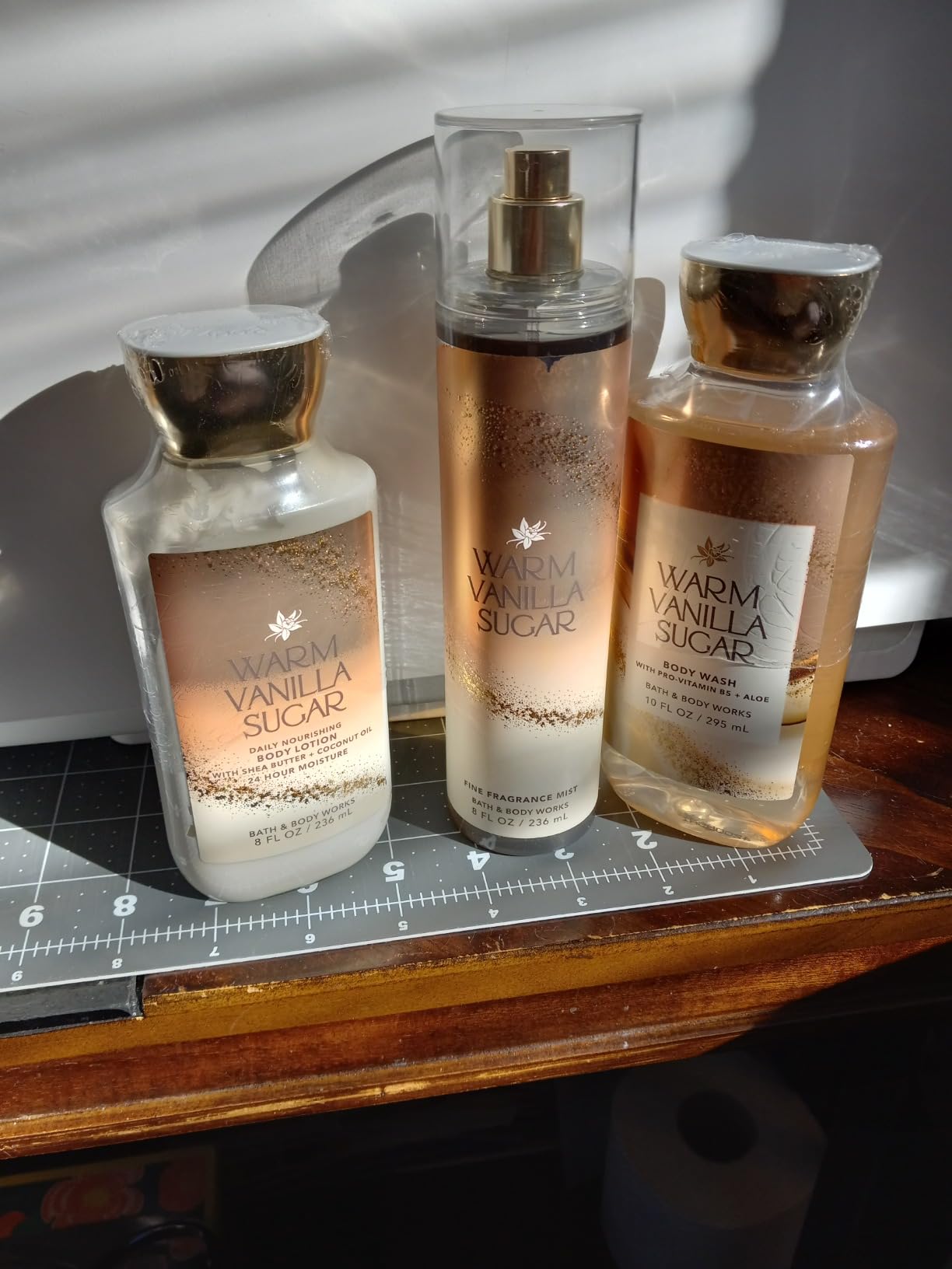 Bath & Body Works B & Body Works Warm Vanilla Sugar - Full Size Set - Shower Gel, Body Lotion, Fine Fragrance Mist 10 fl oz