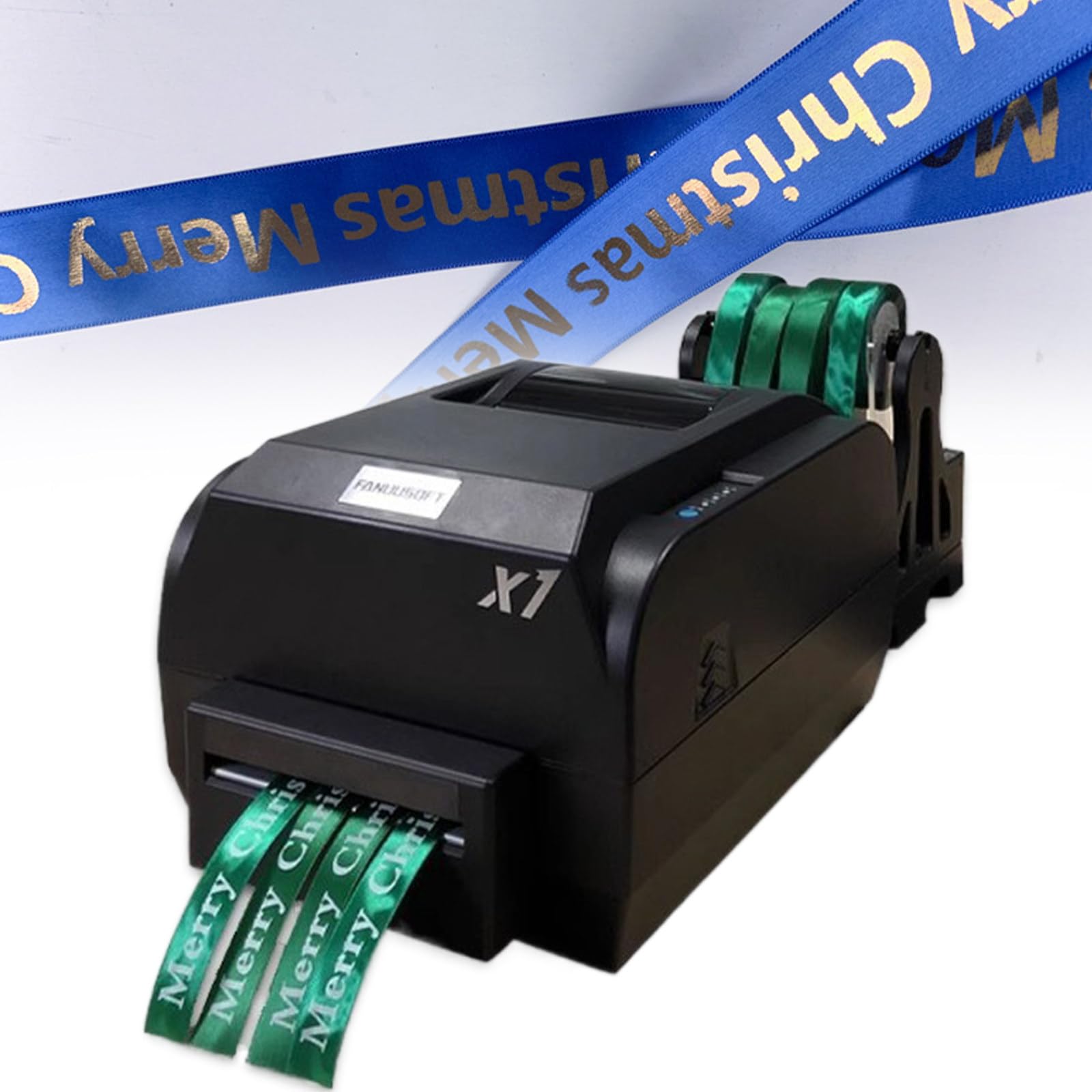 Satin Ribbon Printing Machine Digital Ribbon Printer, Label Printer Foil Stamping Printing Machine for Wrapping, Supports 50+ Languages for Christmas Party,10-20mm