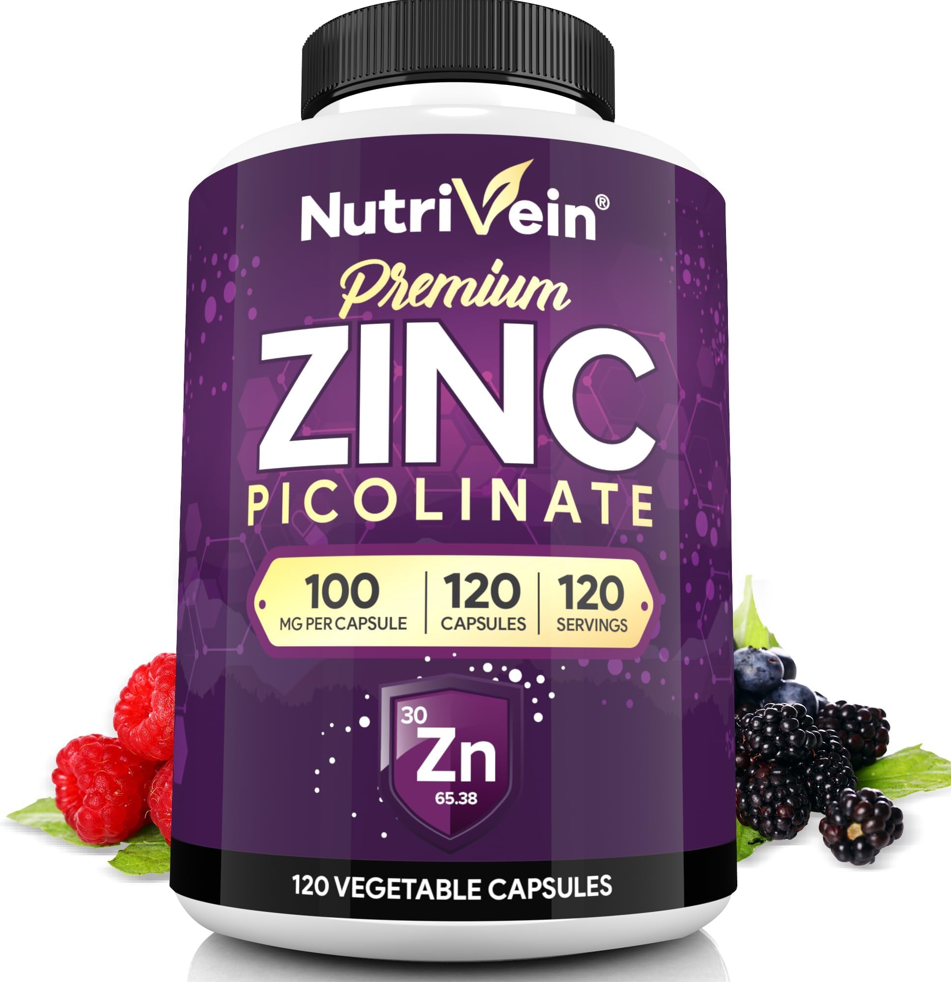 Premium Zinc Picolinate 100mg - 120 Capsules for Adults: High-Absorption Zinc Picolinate Supplements - Essential Nourishment for Overall Wellness - Max Bioavailability