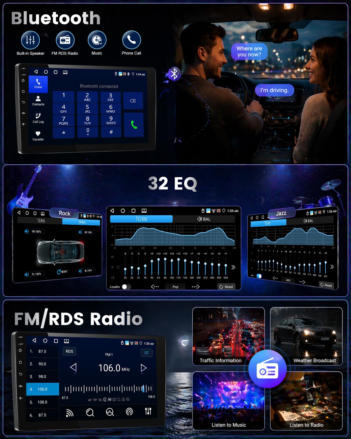 NHOPEEW Autoradio Android 2+64 GB per Peugeot 107 / Citroën C1 / Toyota Aygo 2004-2014 Supporta CarPlay Android Auto, video online, navigazione GPS e comandi al volante temi per l'interfaccia utente