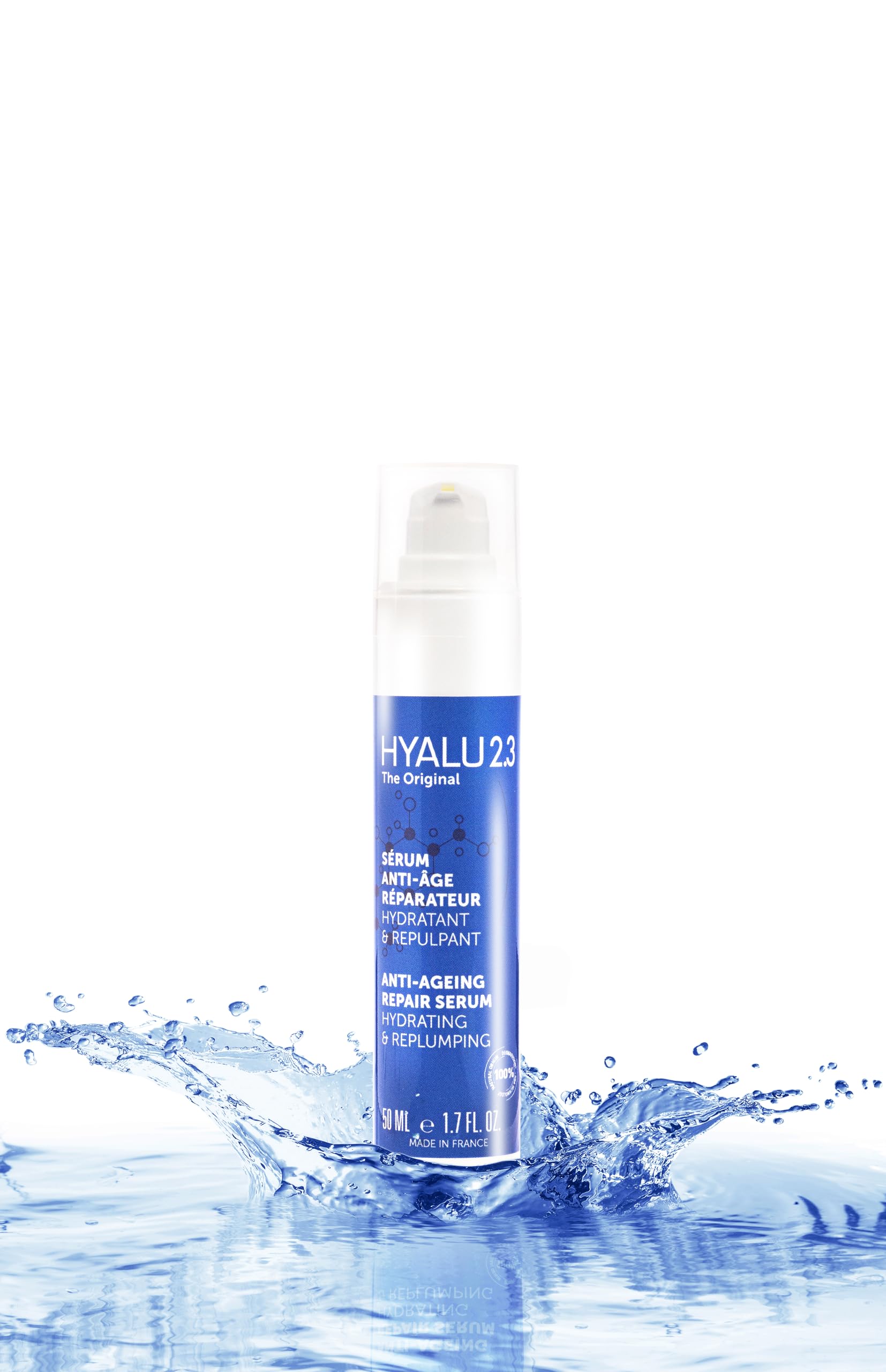 Hyalu 2.3 Repair Anti-Aging Serum feuchtigkeitsspendend & auffüllend | Hydratisierungs-Booster | Anti-Falten & Straffend | Patentierter Komplex (Hyaluronsäure + AHA+Glycerin) | 100% natürlich