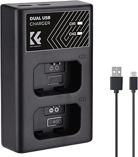 K&F Concept NP-FW50 Dual Slot Fast Camera Charger for Sony ZV-E10, A6000, A6500, A6300, A6400, A7, A7II, A7RII, A7SII, A7S, A7S2 USB Cable Battery Charger