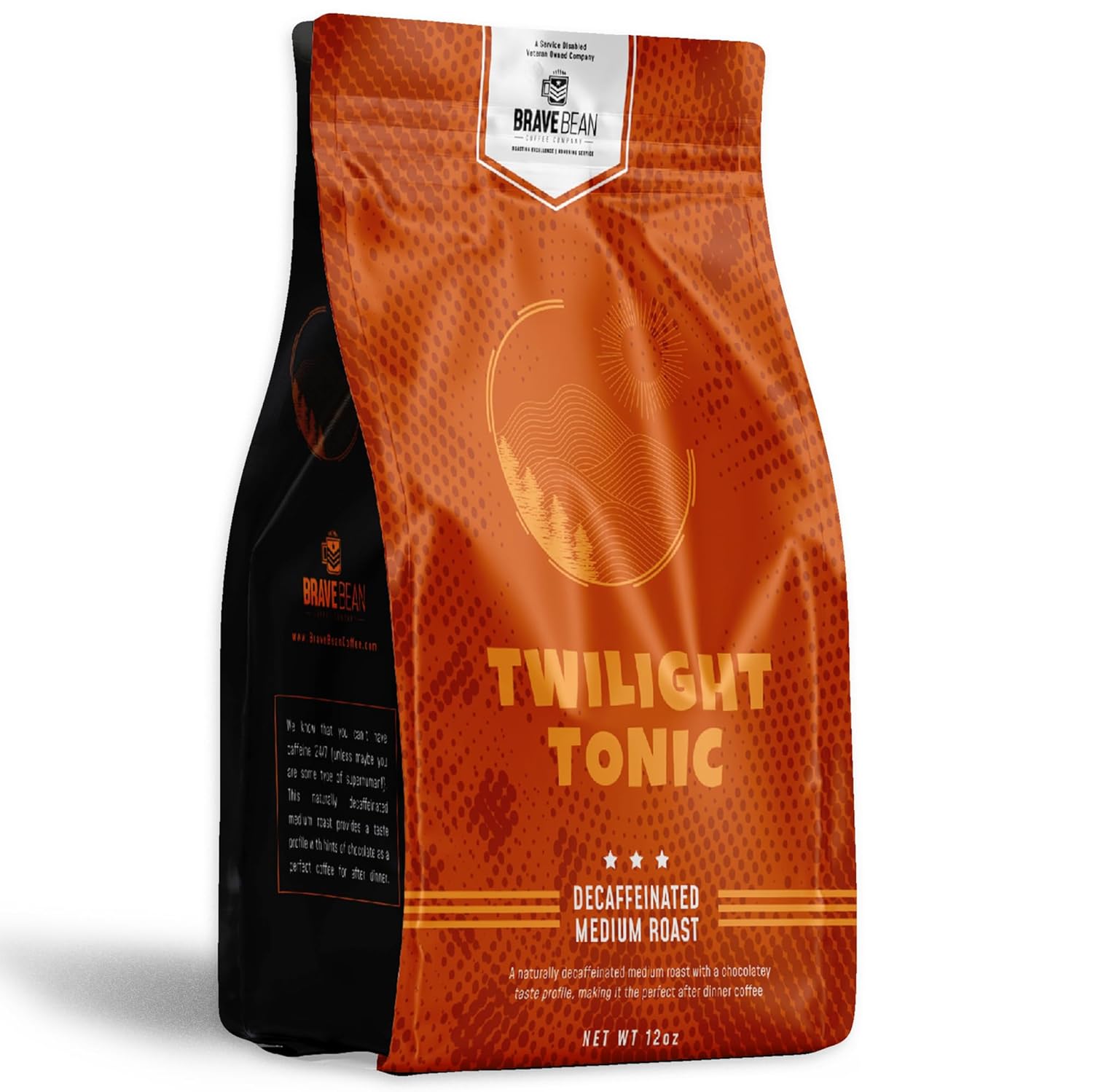 Brave Bean Coffee Company Twilight Tonic: Decaffeinated Medium Roast, Organic, Single-Origin Coffee - Naturally Decaf Specialty Coffee