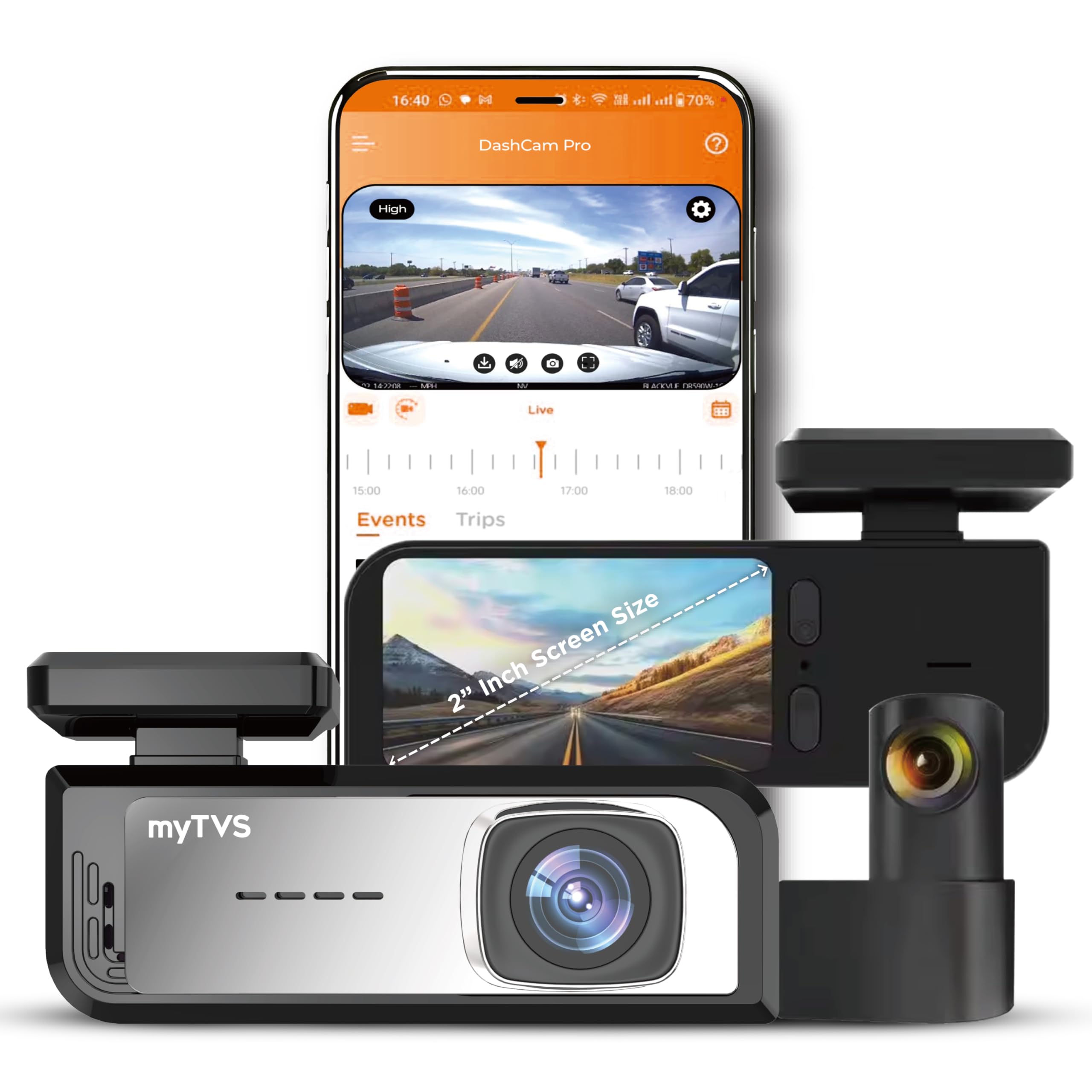 myTVS Dual Channel Front & Rear Car Dashcam with 2" inbuilt Screen Wi-Fi Enabled | 2K Resolution with Wide Angle View | Live View & Loop Recording | 512 GB Supported | Easy Set Up | 1 Year Warranty-image-17