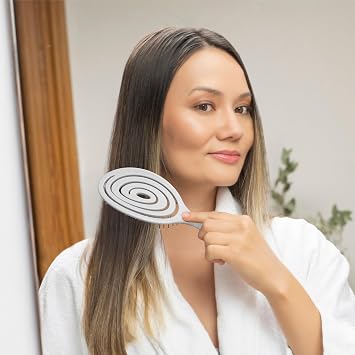 Ninabella Detangling Hair Brush - Gentle Detangler Brush for Curly, Fine, Thick and Long Hair - Hairbrush for Women, Men and Kids - For Wet and Dry Hair - Stone Grey