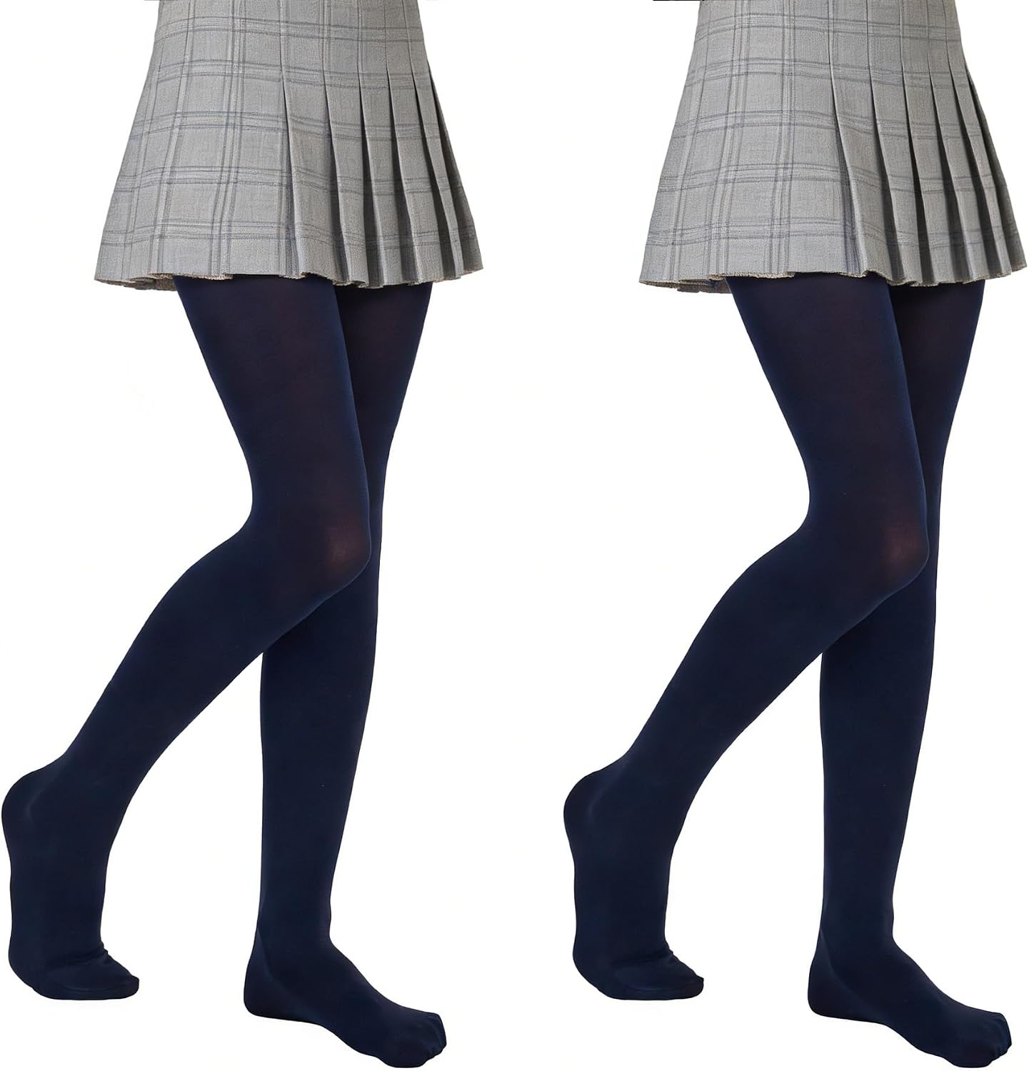 Girls Soft Semi-Opaque Tights 70D, 2 Pcs Children's Fall Stockings for Ages 4-10, Perfect for School Uniform Pair