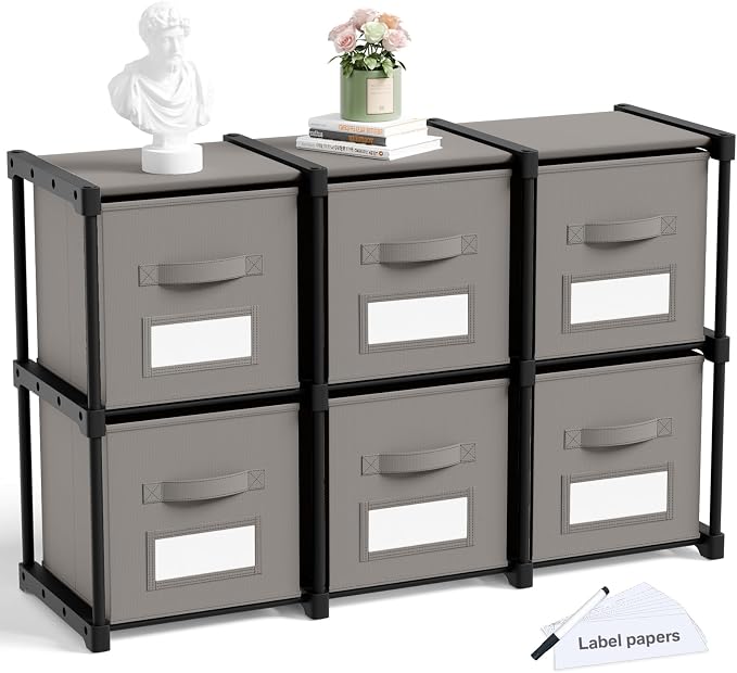 Amazon.com: Geelin 6 Cube Storage Organizer with Fabric Bins and Labels ...