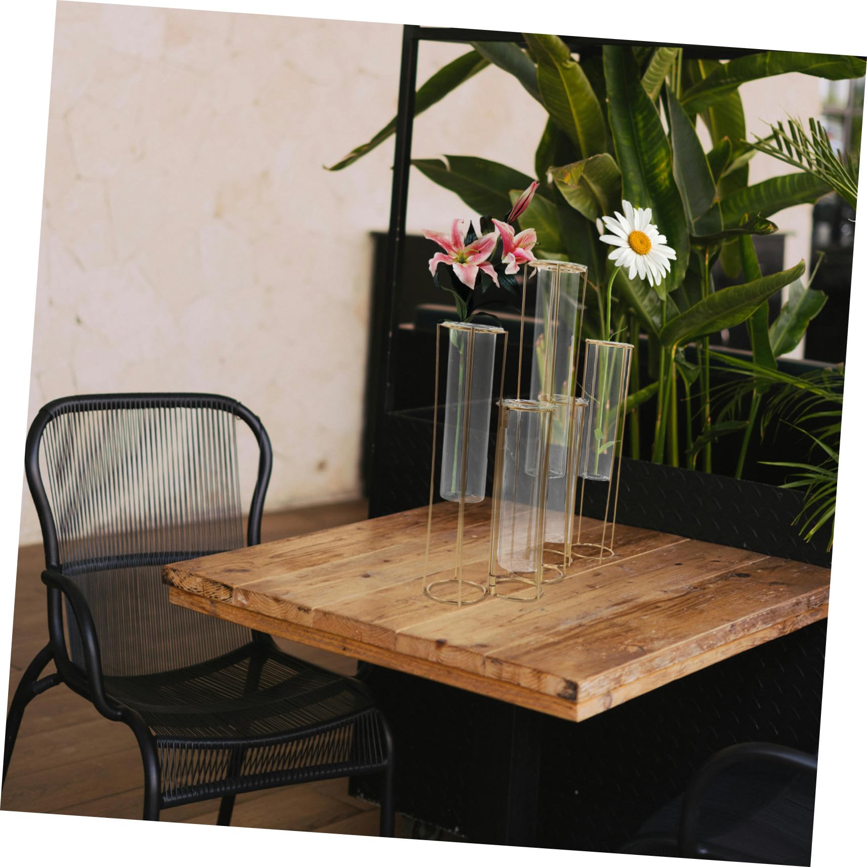 Vase Hydroponique Rotatif Verre avec Support Métallique Robuste pour Propagation de Plantes Décoration de Table pour Mariage et Intérieur
