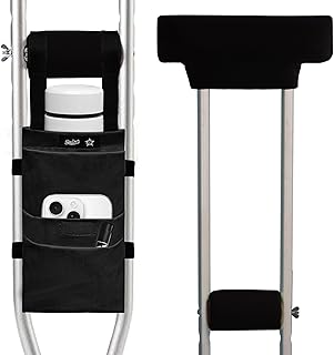 SPRING SEAON Crutches Padding & Crutch Bag (5 PCS) - Crutch Pads for Armpits and Hand Grips Water-Resistant Pouch for Crutches Crutch Cushions Crutches Accessories for Kids, Men, Women Black