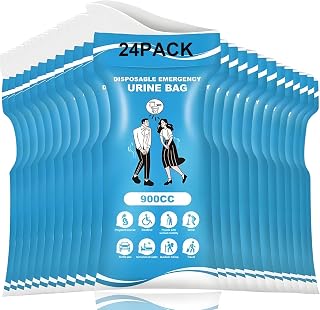 Disposable Urine Bags for Travel, 900ML Pee Bags for Women Men - Emergency Urinal Bag with Leakproof & Odor-Resistant Seal, Travel Urinal for Camping, Traffic Jam, Road Trip, Kids-24PCS