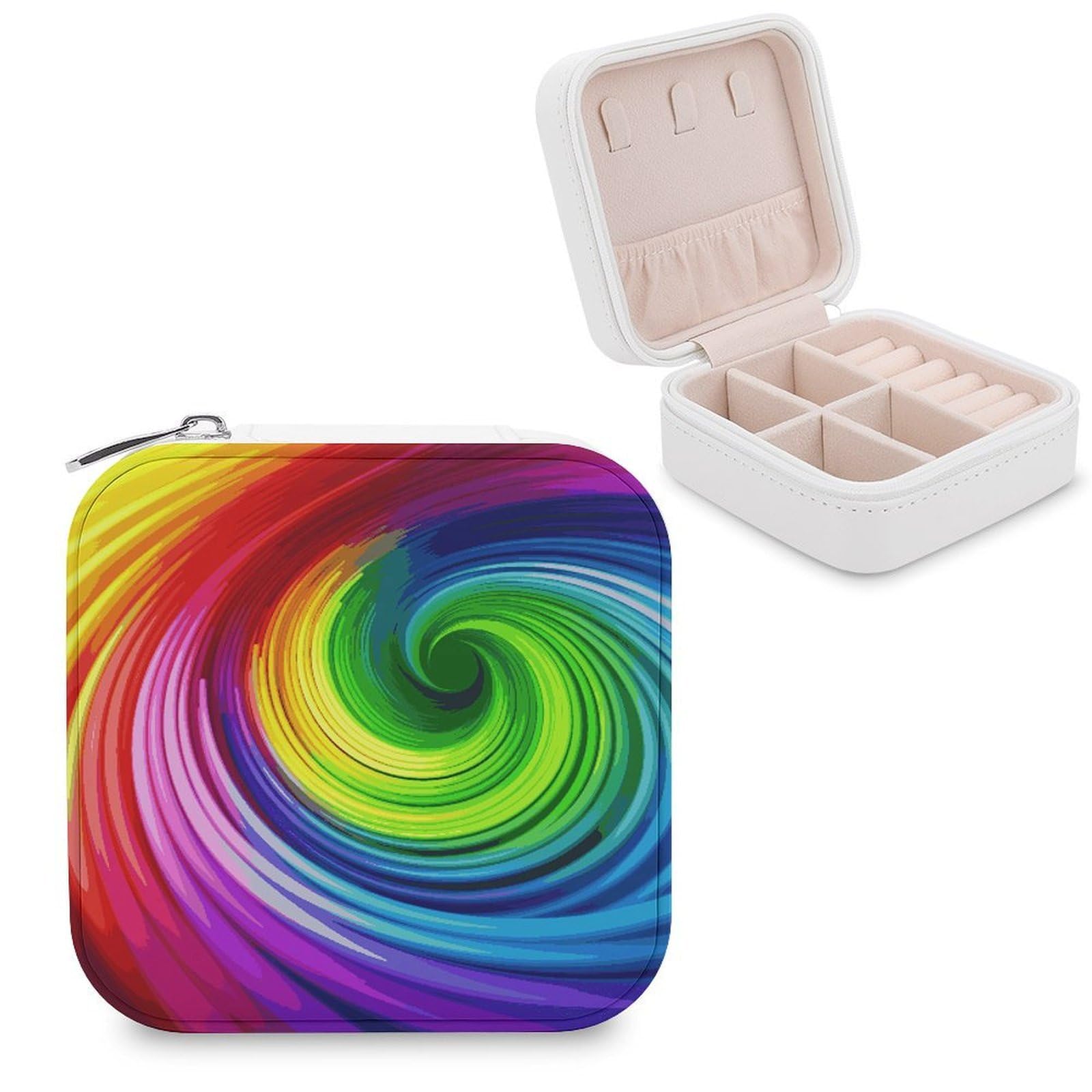 FekiLoot Rainbow Spiral Jewelry Box Exquisite Jewelry Organizer Silver Gold Trinket Storage Case Multi Compartments Cute Earrings Ring Necklace Holder For Woman Household Gift