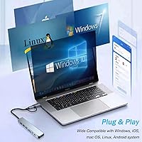 Vista 6 de Hub USB C Hub USB 3.0, extensor USB 8 en 1 de aluminio VIENON con lector de tarjetas SD/TF, conector auxiliar de auriculares de 3.5mm para MacBook