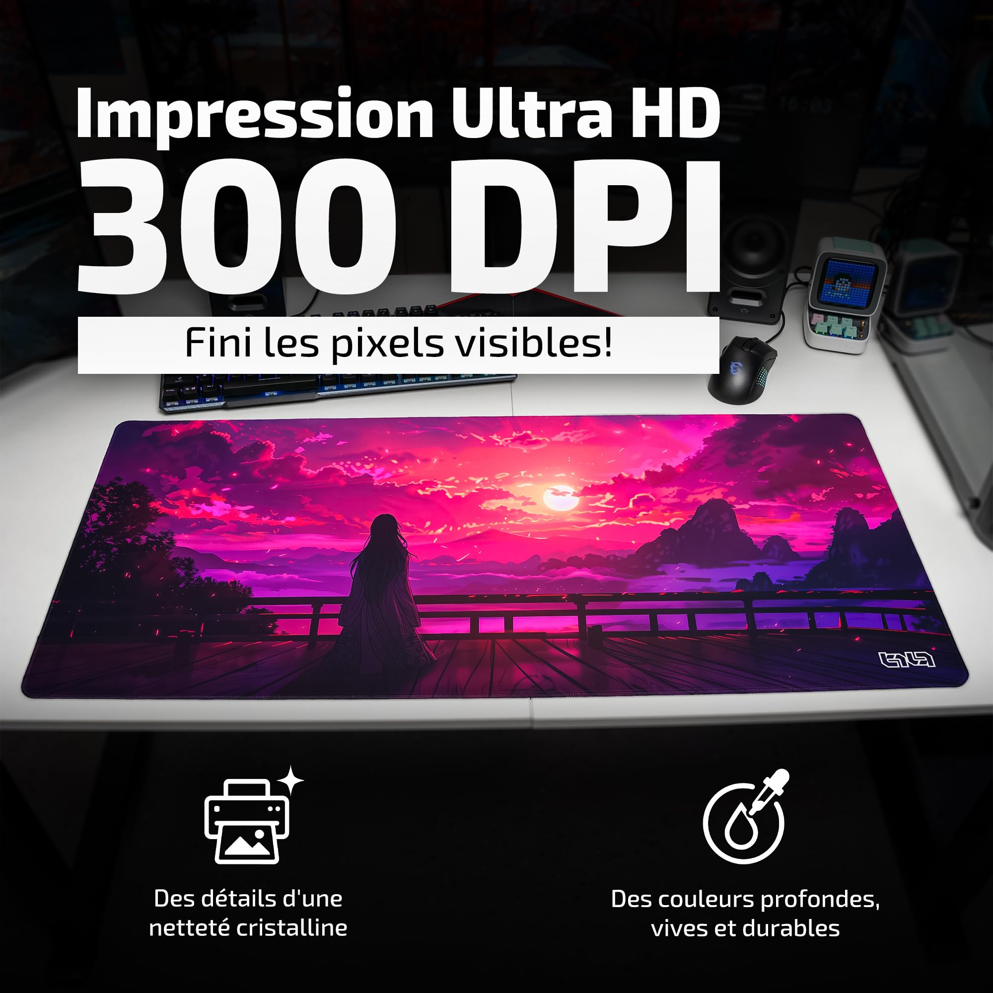 Tilt Grand Tapis de Souris Gamer XXL 90x40 cm | Tapis de Bureau Gaming Anti-Dérapant | Mouse Pad Imperméable pour PC et Accessoires Gaming | Tapis de Clavier (Eternal Twilight)
