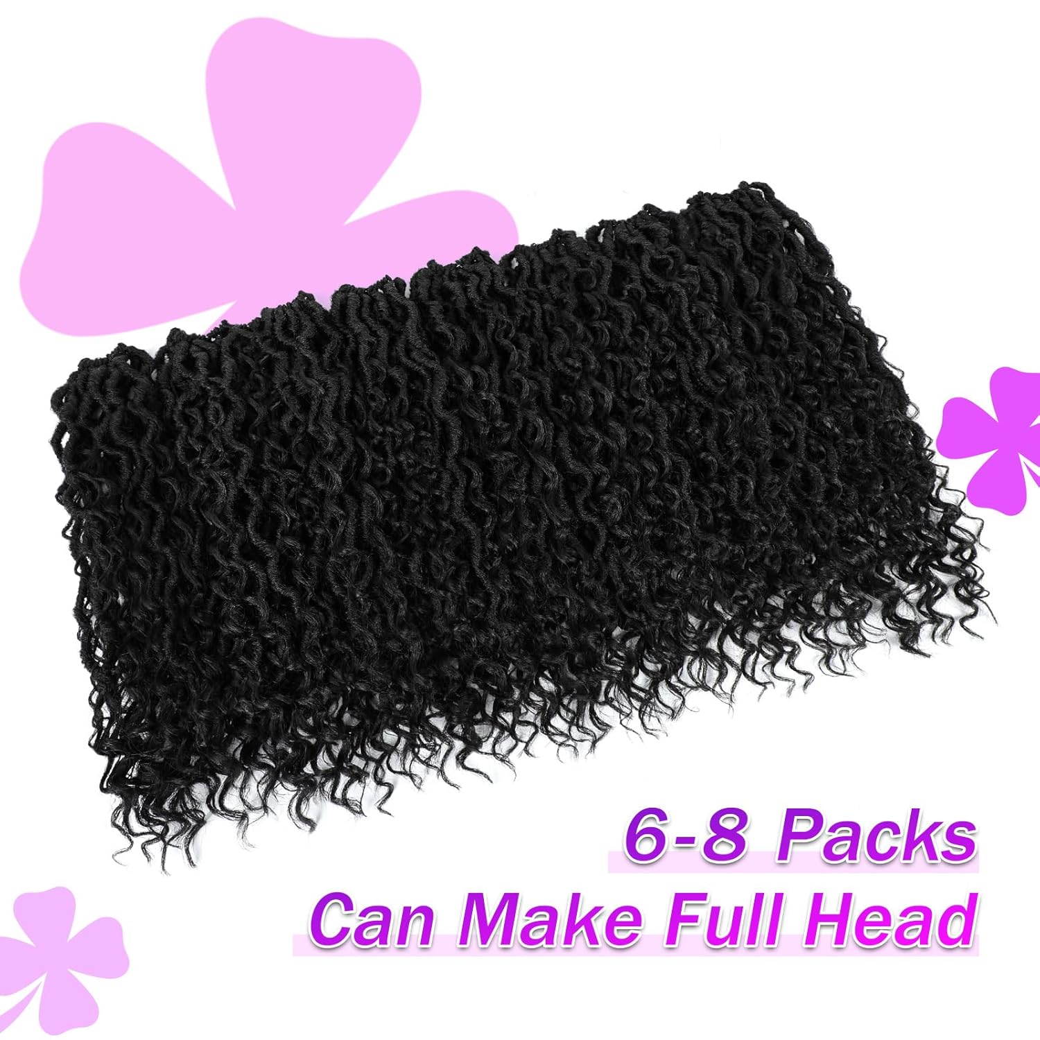 New Goddess Locs Crochet Hair 14Inch Pre Looped Faux Locs Crochet Hair 8Packs Bohemian Crochet Braids Hair for Black Women 1B