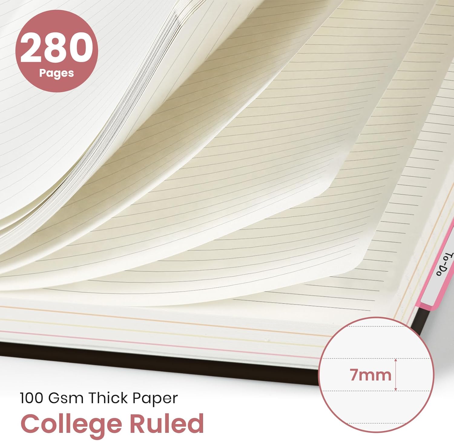 Large Spiral Lined Notebooks for Work with Removable Dividers & Tabs, 8.5"x11" Pretty Hardcover 5 Subject Notebook Journal for Women, College Ruled, Perfect for Study & Office Organization, 280 Pages, Vintage Iris