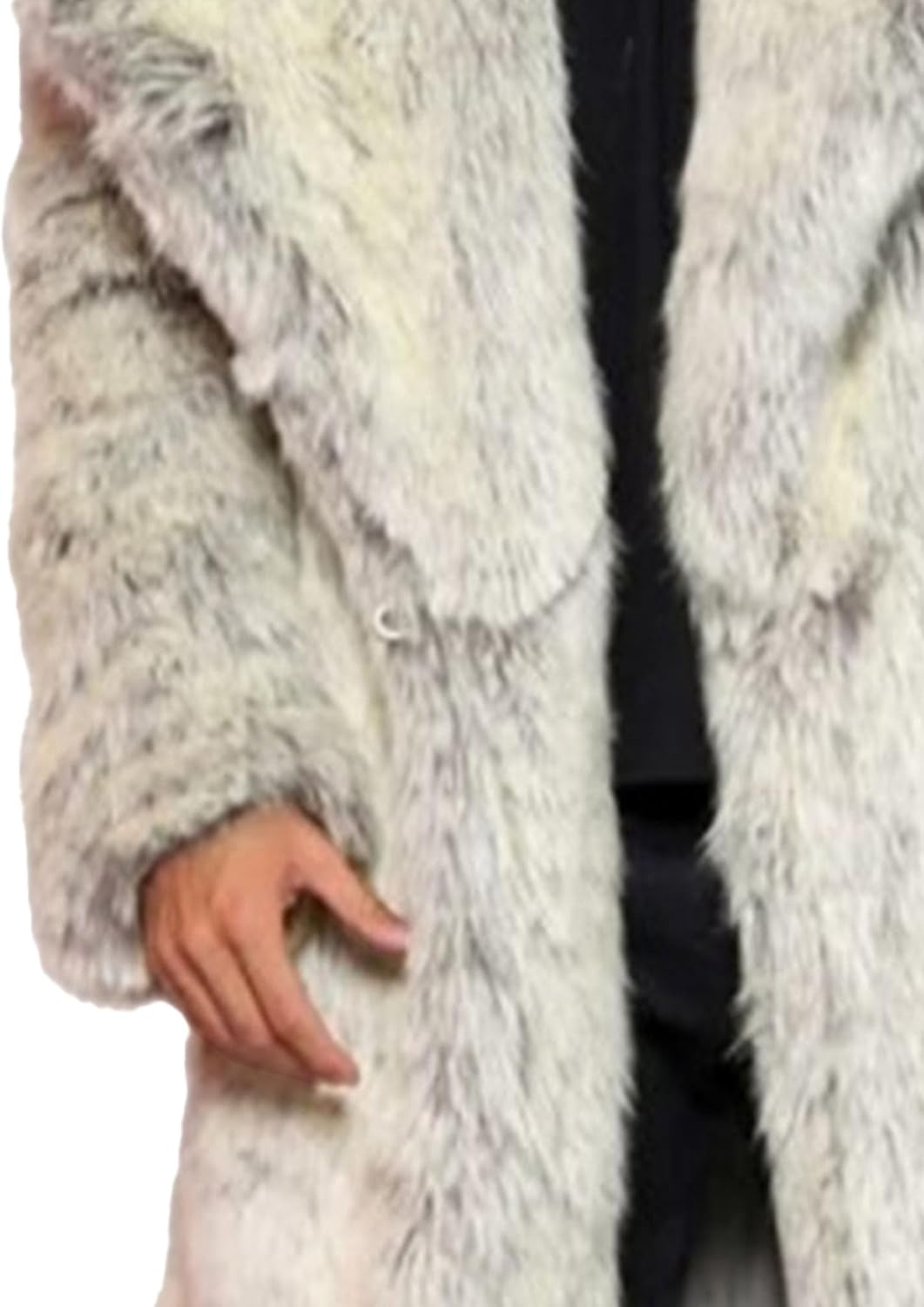 Mens Faux Fur Hooded Trench Coat Warm Winter Fleece Hoodies Long Parka Jackets Classic Fluff Loose Thick Outwear