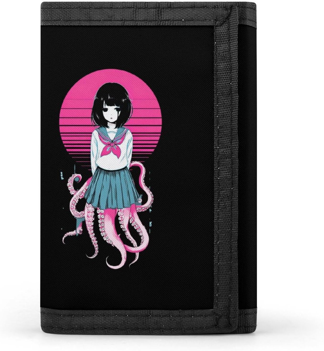 Octopus Girl Trifold Wallet Slim Purse with Zip | Front Pocket,Card Holder