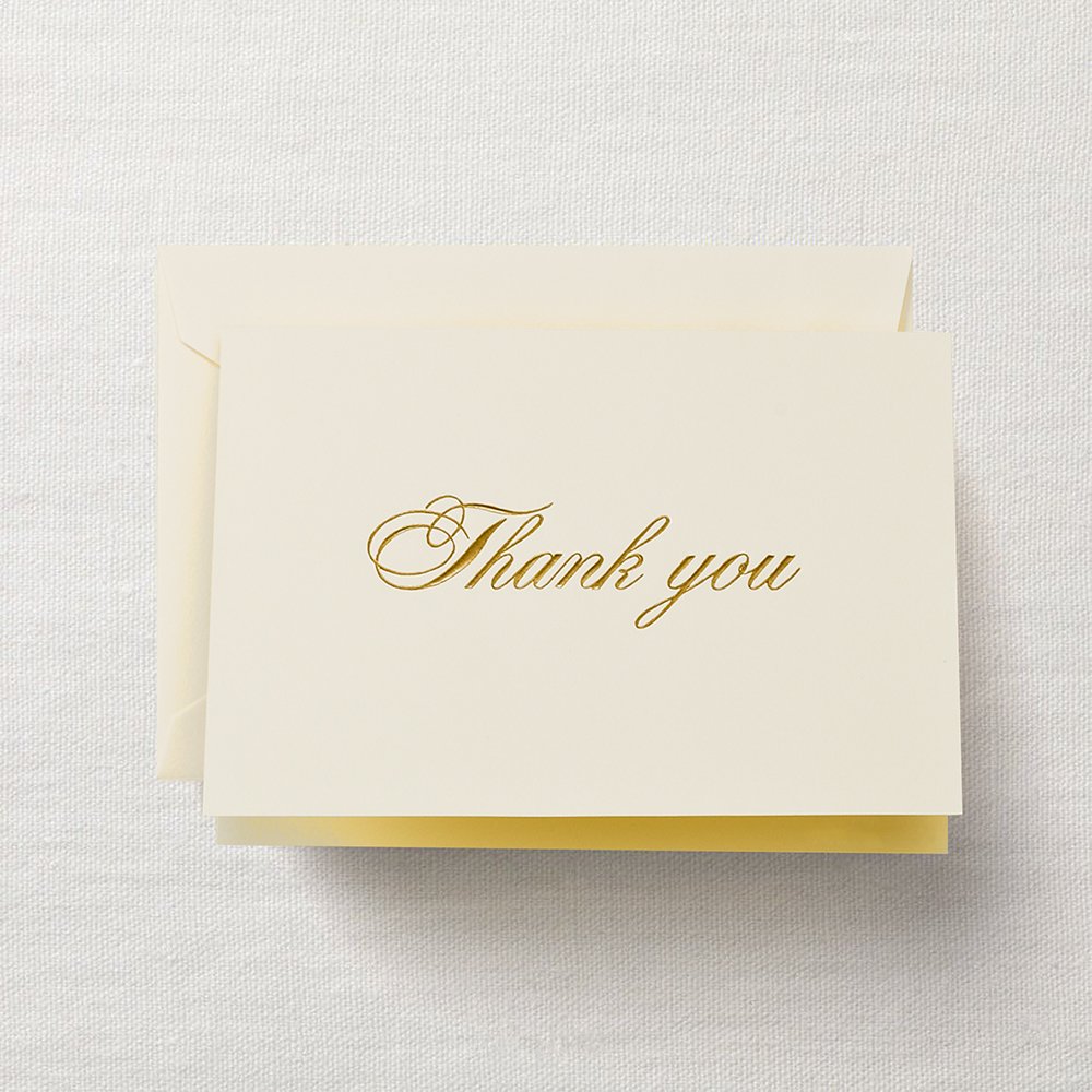 Crane & Co. Gold Script Thank You Note (CT1418), Pack of 10