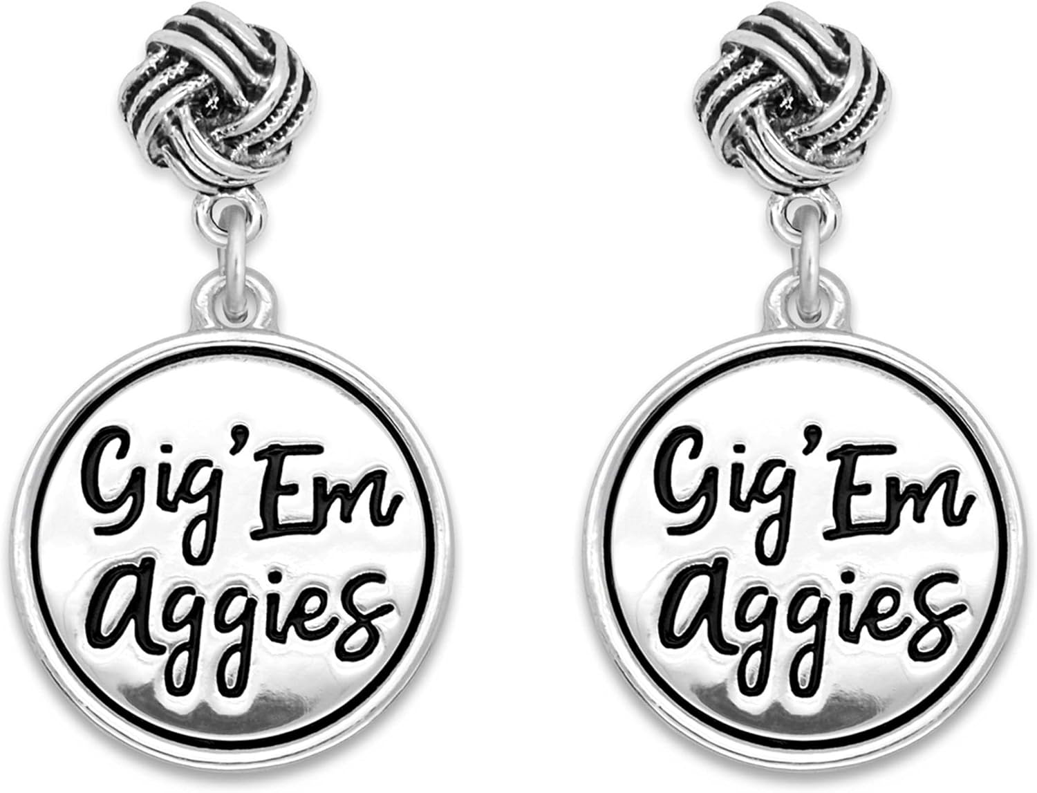 From the Heart Texas A&M Gig Em Aggies Silver Twist and Shout Earrings Jewelry Gift TAMU