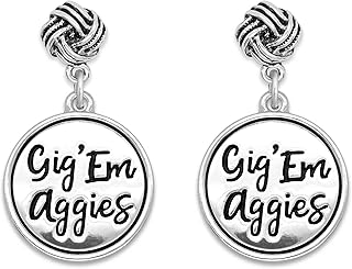 Texas A&M Gig Em Aggies Silver Twist and Shout Earrings Jewelry Gift TAMU