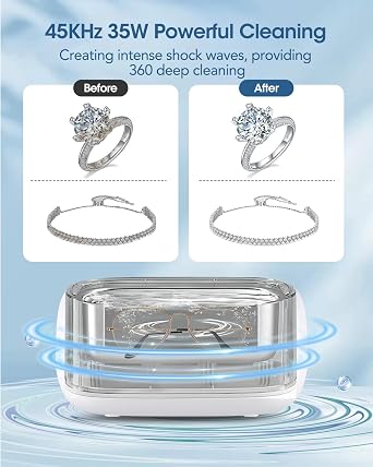 Adiding Jewelry Cleaning Machine, 650mL Ultrasonic Glasses Rings Cleaner