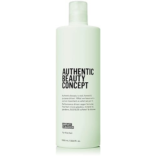 Authentic Beauty Concept Amplify Cleanser  Champú  Cabello fino  Aumenta el cuerpo y el volumen  Vegano y libre de crueldad animal  Sin sulfatos