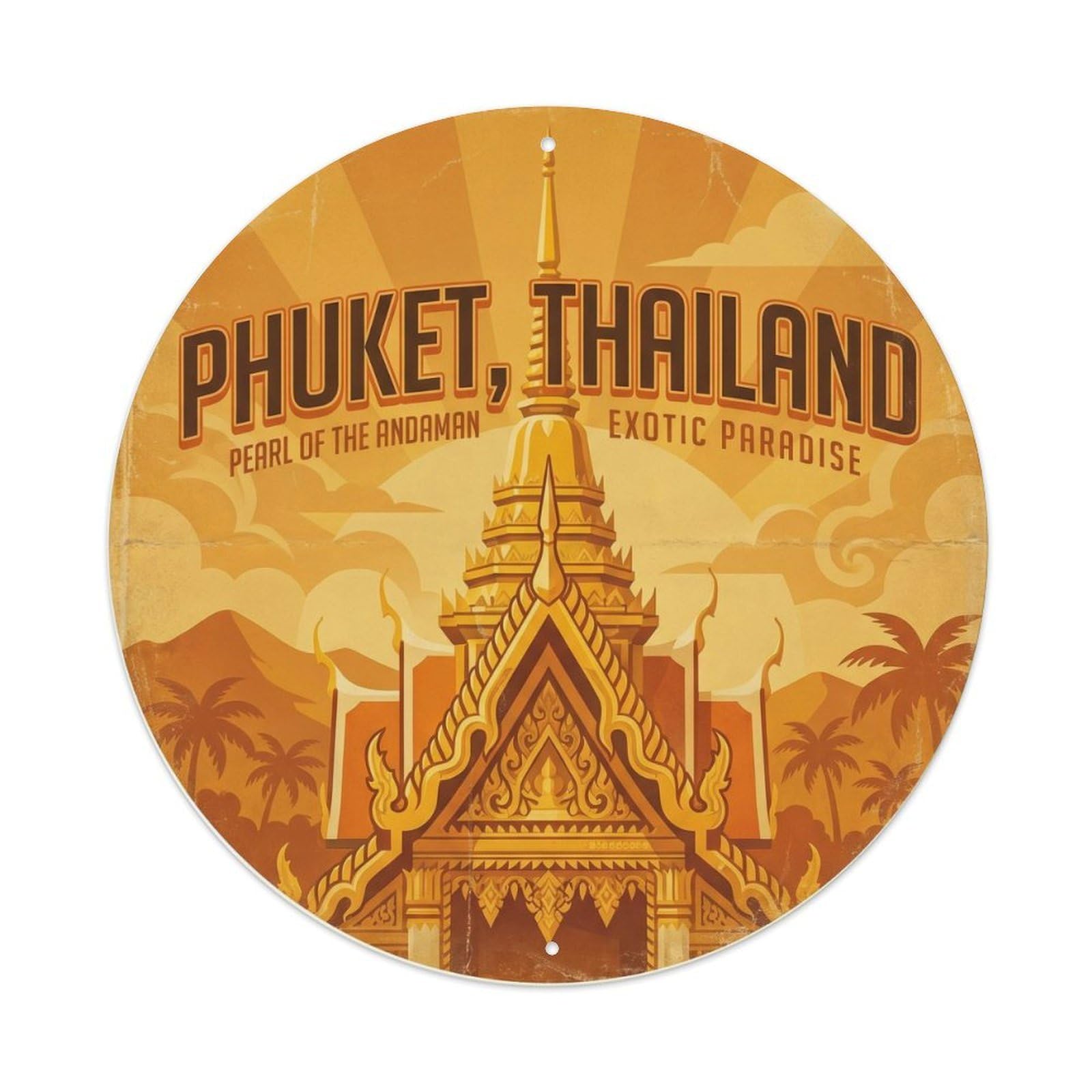 Phuket Temple Island Culture Religious Landmark Metal Tin Sign