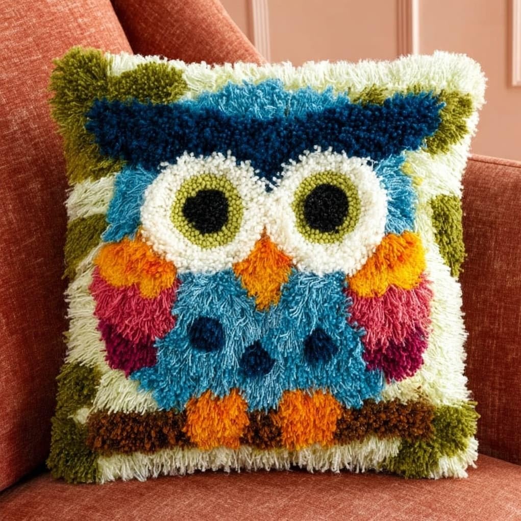 AxiangziK DIY Latch Hook Cushion Cover Kit,owl