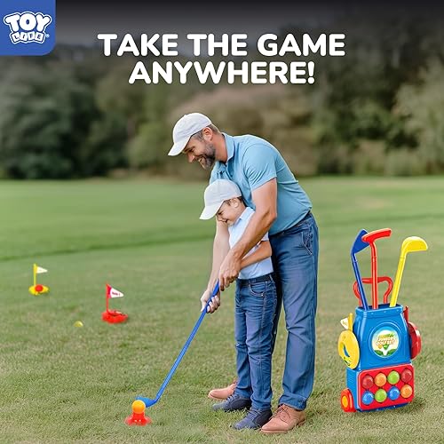 Miniatura 7 de TOY Life Juego de palos de golf para niños pequeños, palos de golf para bebés y niñas de 3 a 5 años, juego de golf con carrito de golf, juguetes