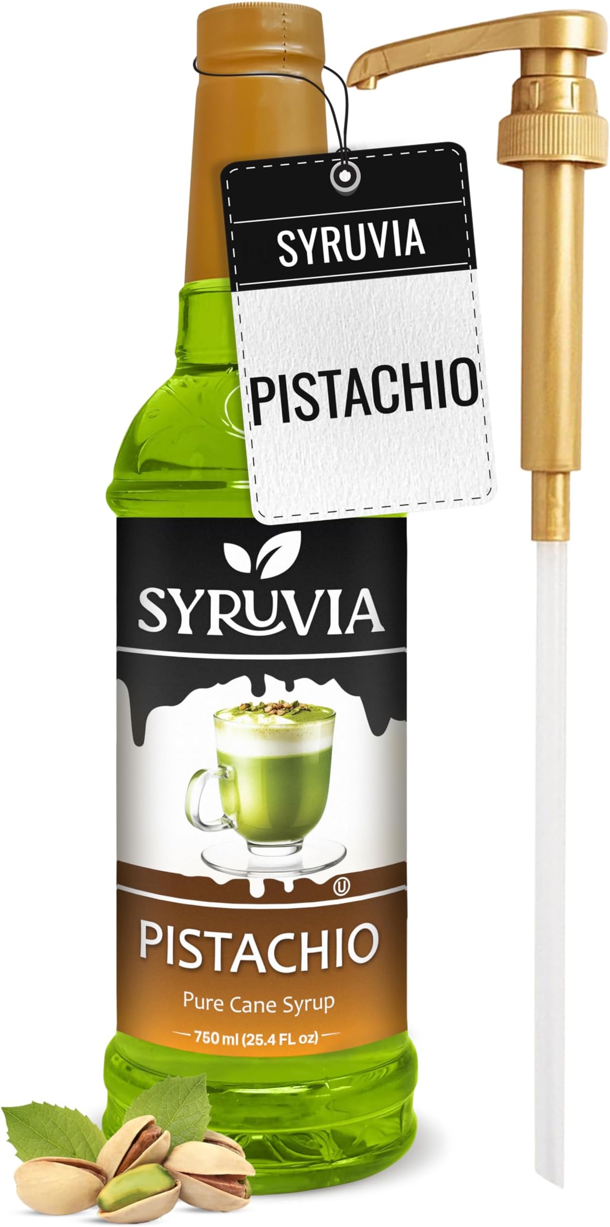 Coffee Syrup, Pistachio Flavored Syrup for Drinks, and Desserts – 25.4 fl oz, With Pump