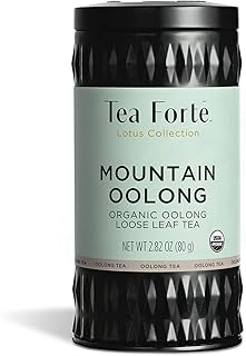 Tea Forte Mountain Oolong Organic Herbal Tea, Loose Tea Canister Makes 35-50 Cups, Lotus Organic Herbal Tea, 2.82 Ounces
