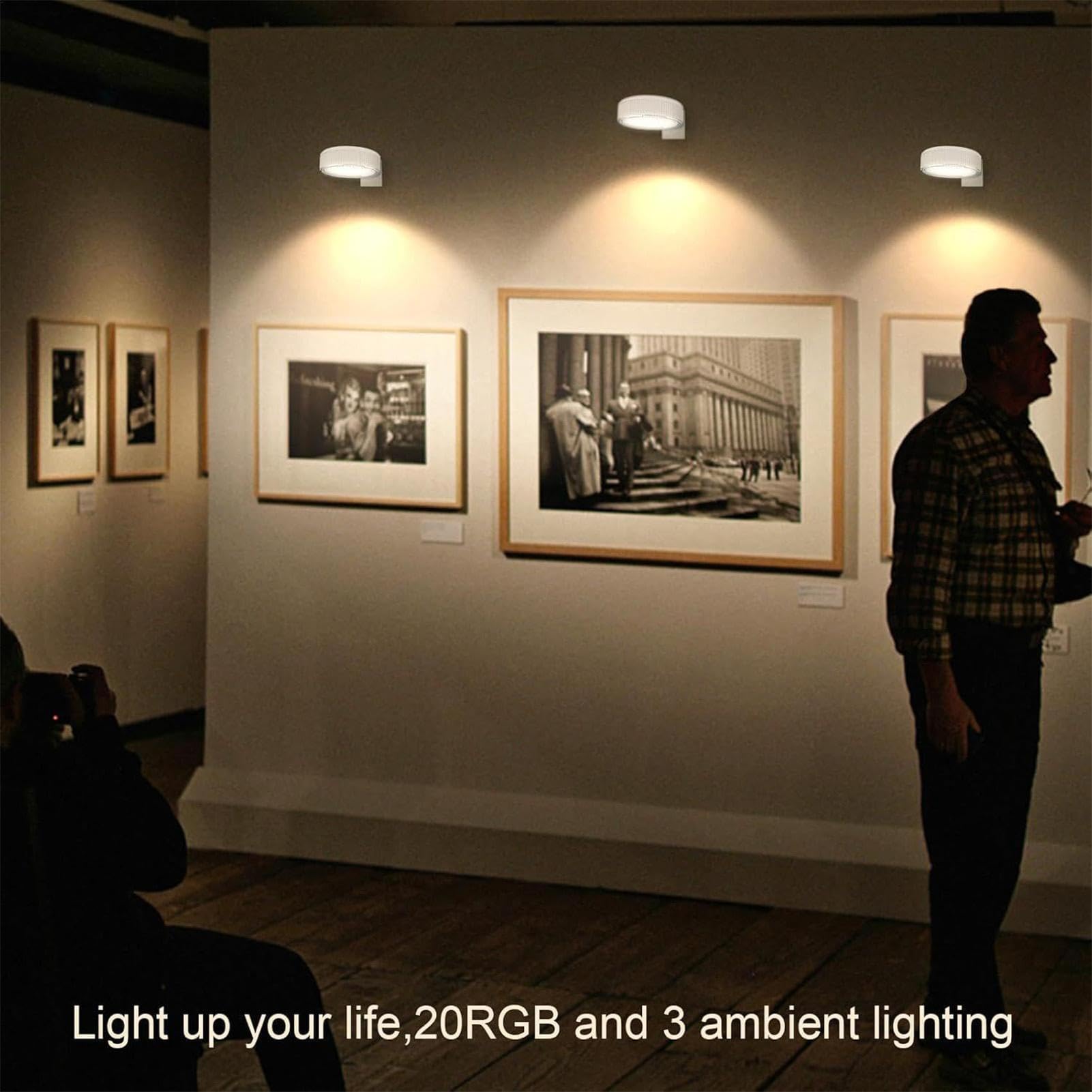 Luci Per Quadri Ricaricabili Da Parete 3x,Remoto Control Art Displa Lampada Novità,Luci A Disco,Dimmerabili E Timer,Illuminazione Artistica Per Dipinti Senza Fili,Luce Per Esposizione Artistica