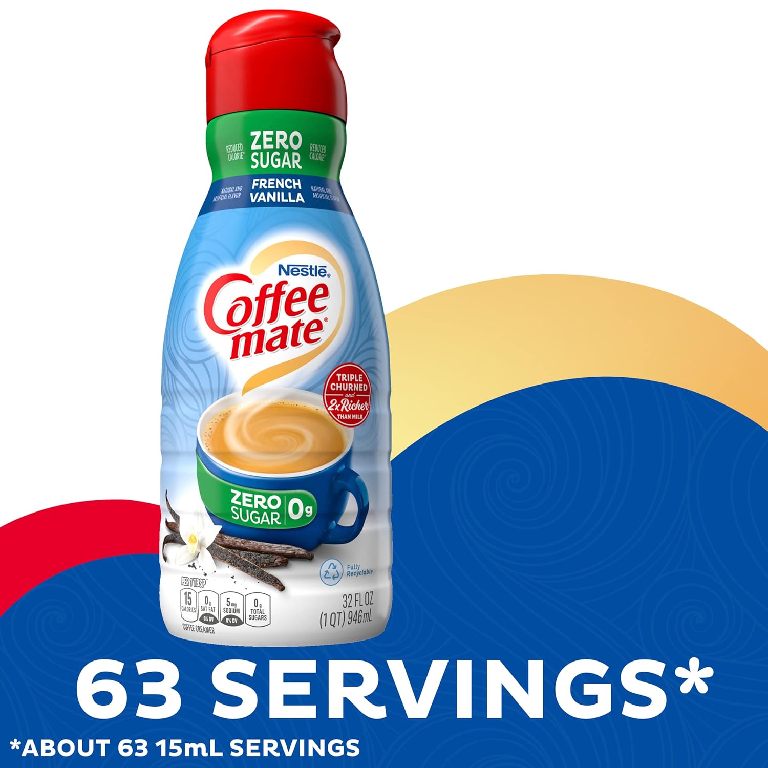 Buy Nestle Coffee mate Zero Sugar French Vanilla Creamer Triple Churned Liquid for Warm, Rich