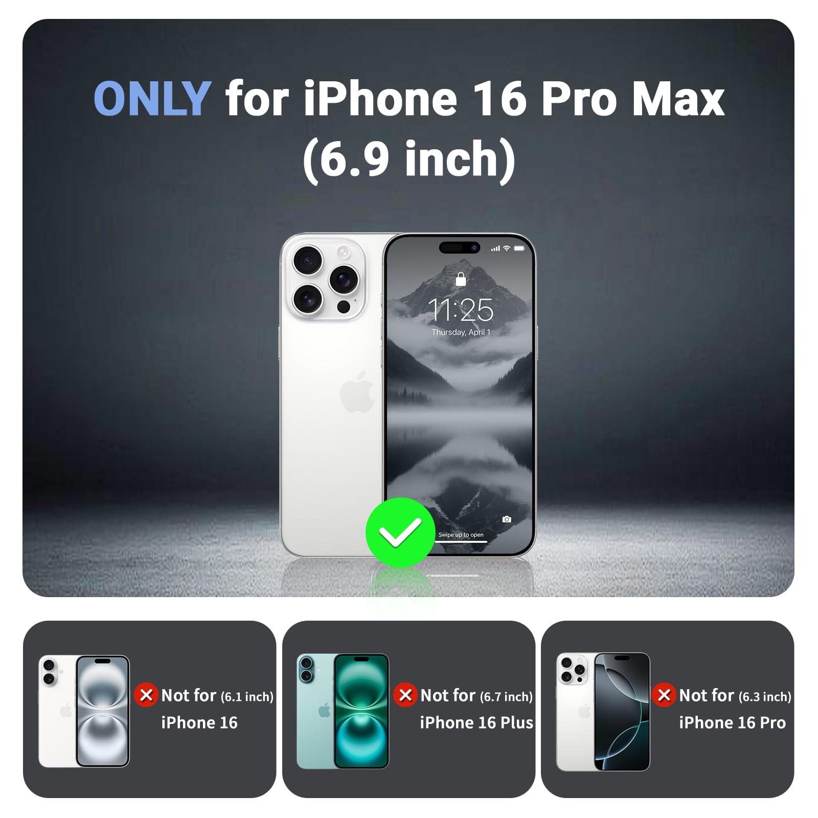 Magnetic for iPhone 16 Pro Max Case, [Compatible with MagSafe][Military Grade Drop Protection][Heavy Duty Protection][Non-Slip][Shockproof] 2-Layer Durable Bumper Phone Case 6.9''-Gray