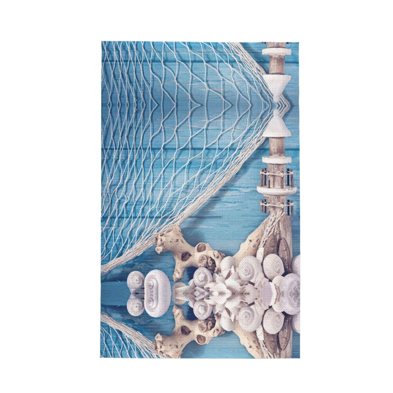XXahnbm Sea Shell Fishing Net Print Waffle Kitchen Towel,Absorbent Hand Towel