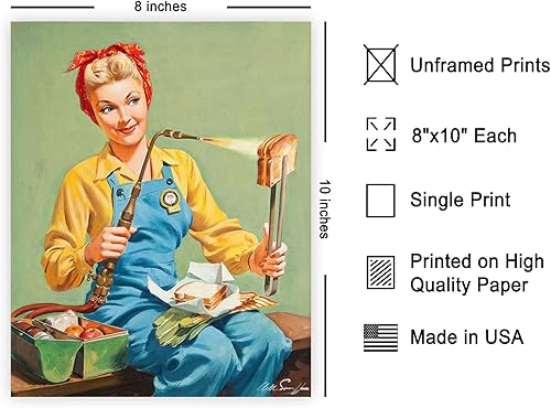 Miniatura 2 de Poster Master Póster vintage de Rosie Girl Pin-Up  Estampado retro de mujer soldadora  Arte de sándwich de queso a la parrilla  Regalo ideal para