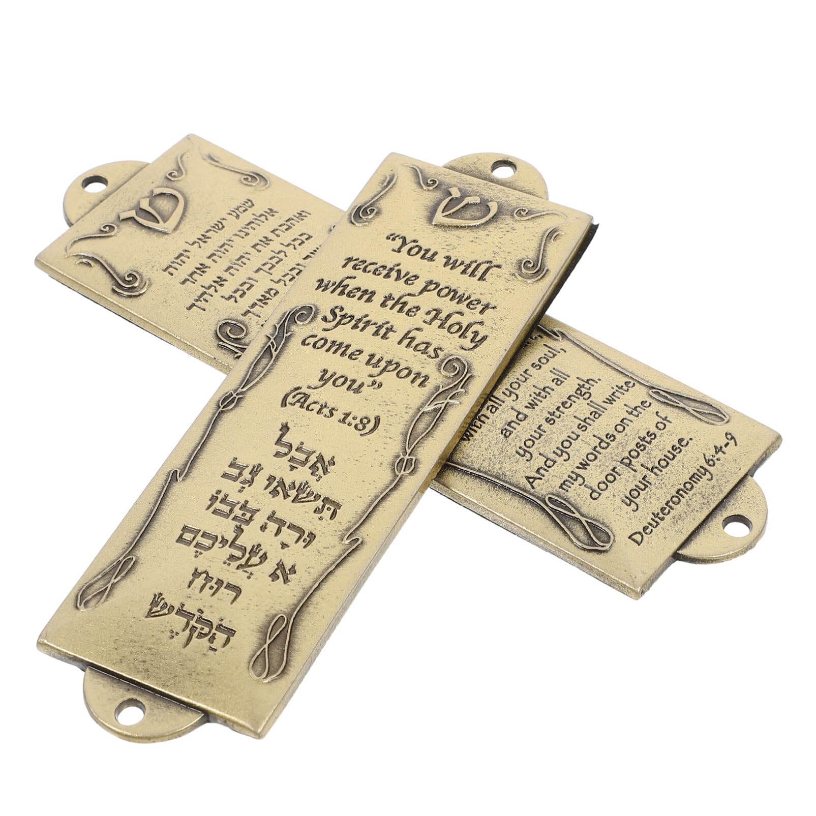 Cabilock 2pcs Judaica Mezuzah Metal Decor Scroll Compact Retro Design for Jewish Home Blessing for Living Room Bedroom Dining Room and More