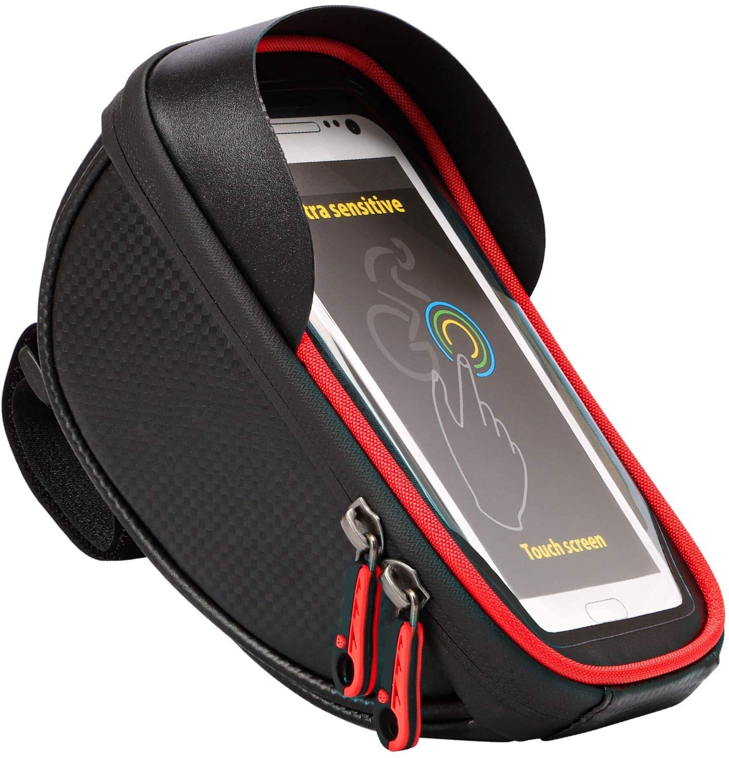 JERN Bike Phone Mount Bags - Premium Bicycle Front Frame Bag, Waterproof Bike Pouch Bag with Headphone Hole for Smartphone Below 6 inch - Grey/Red (B09QMHRYVJ) Amazon Price History, Amazon Price Tracker